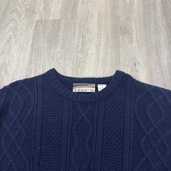 Vintage Bobbio Sweater Men's Extra Large XL Blue Knit Fisherman Chunky 90s Wool - Picture 3 of 6
